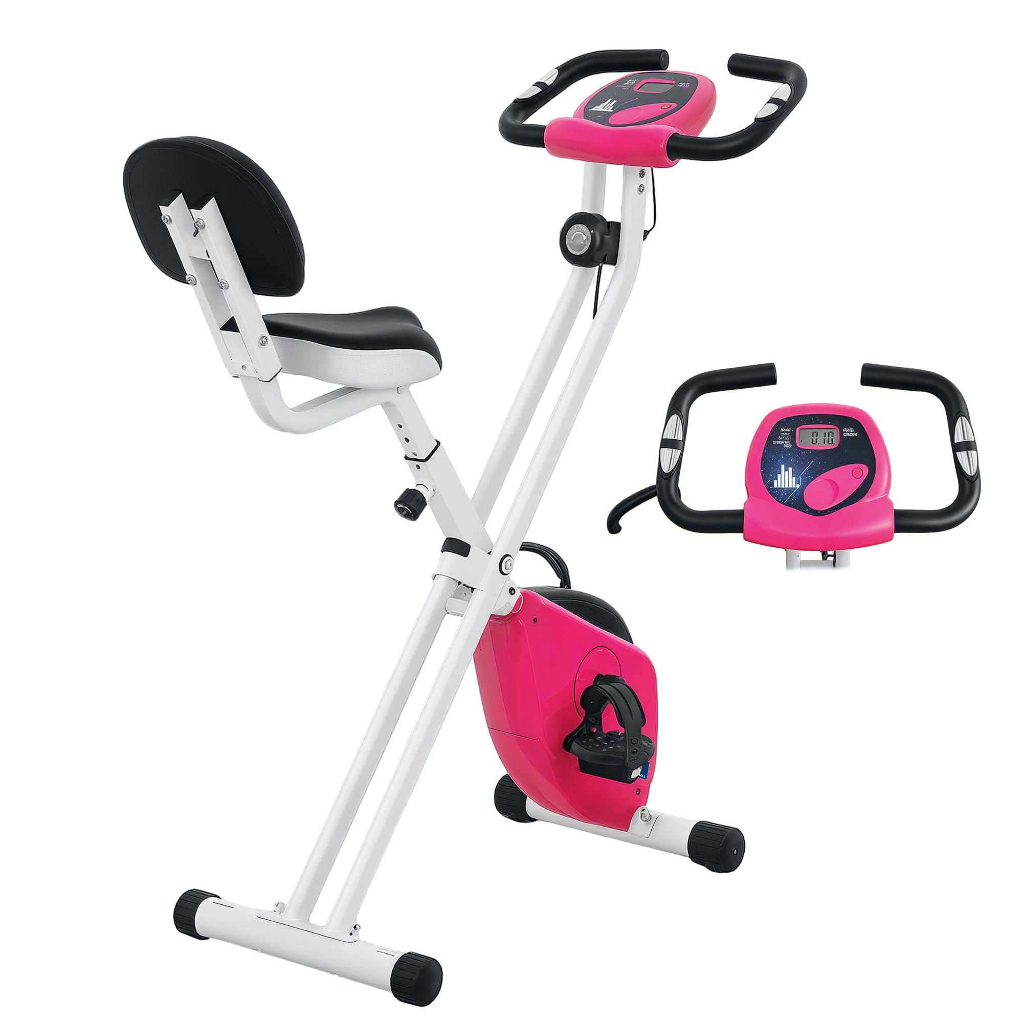 HOMCOM Vélo d'Appartement Magnétique Pliable - Collaboration Aosom.fr x FFHandball - Vélo de Fitness en X Silencieux pour Sport Maison et Cardio-training - Écran LCD & Capteur Pouls
