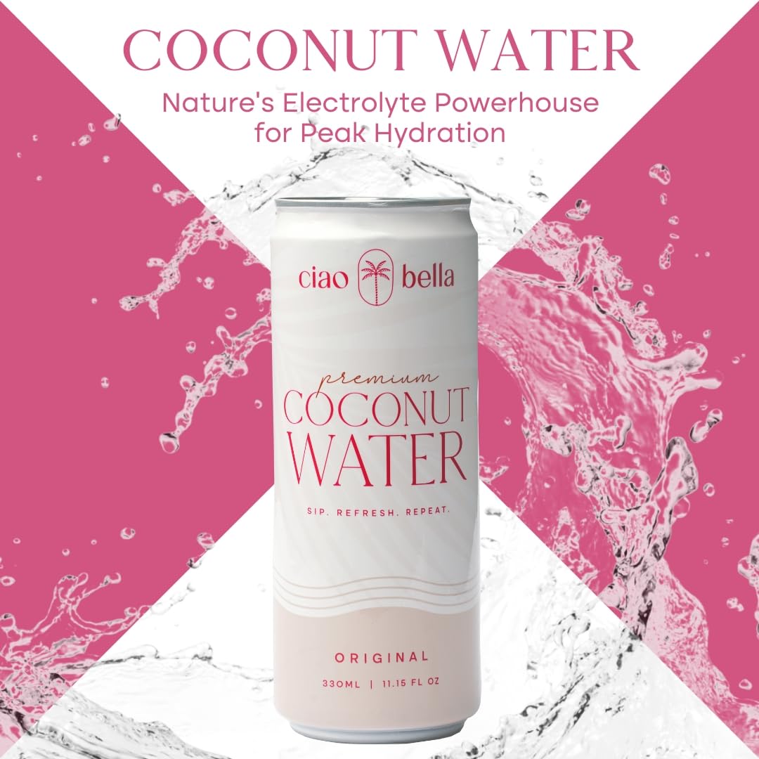 ciao bella Premium Coconut Water: All-Natural Hydration, Non-GMO, One Simple Ingredient 11.15 Fl Oz (Pack of 12) - Image 4
