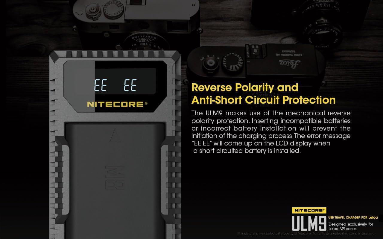 ULM240 USB Charger for Leica BP-SCL2 Batteries, 7V DC, Compatible with Leica M (Typ 262, 246, 240), M-P, M240P Series Cameras