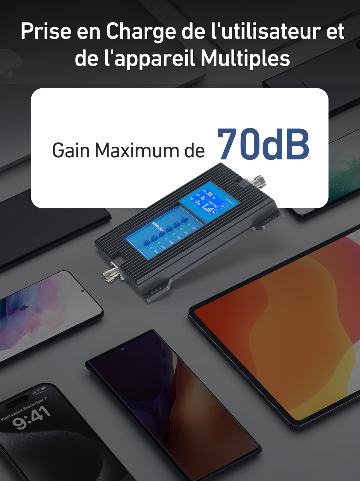Amplificateur Reseau Mobile 5G 4G 3G LTE GSM de Signal Cellulaire de Téléphone Mobile pour Bande 28/20/8/3/1/7 Convient à Plusieurs Pièces Données Améliorées pour Tous Les Opérateurs