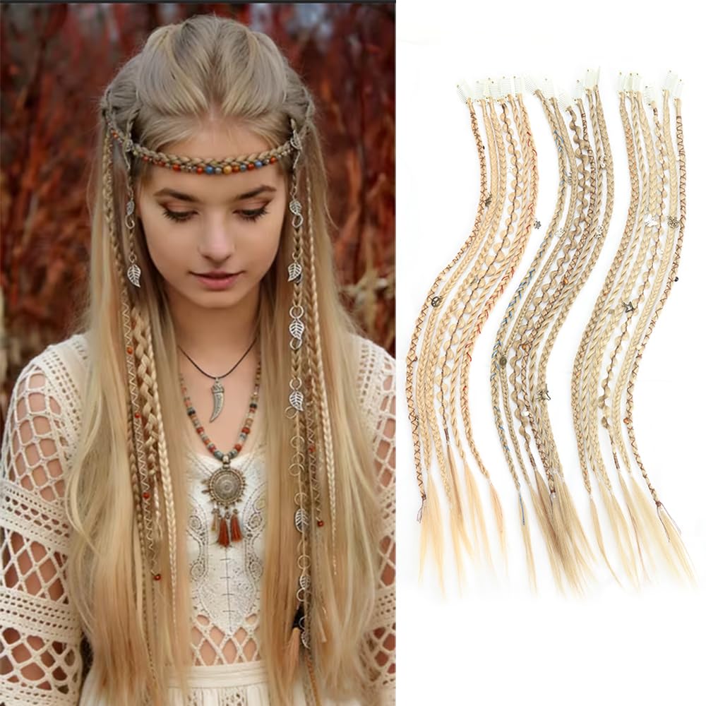 Eliza Clip in Braid Hair Extensions for Women 22 Inch 6 Clip, Golden Blonde