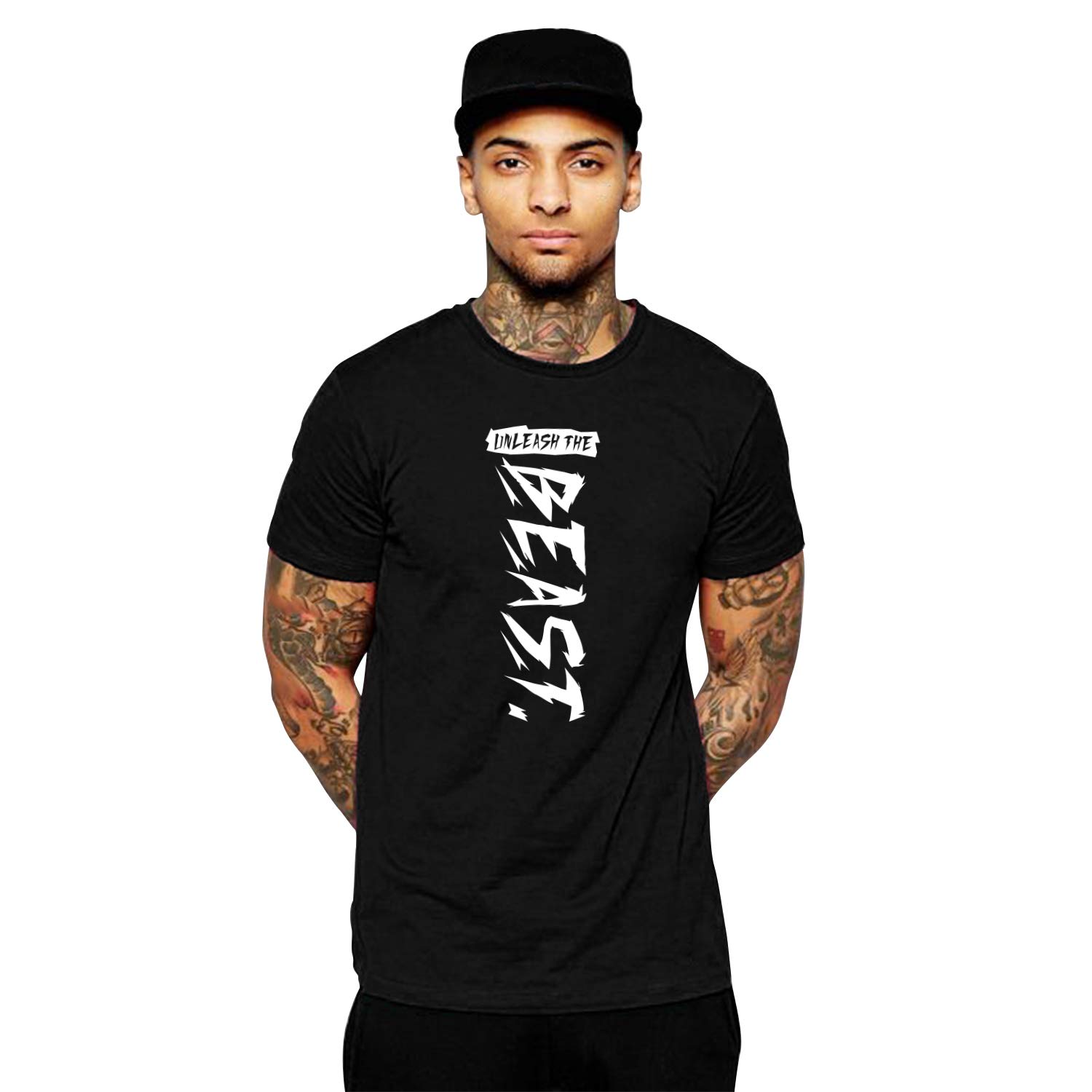 Gym Motivation T Shirt for Men | Beast Mode T Shirt for Men | Half Sleeves | Round Neck | Cotton | Regular fit
