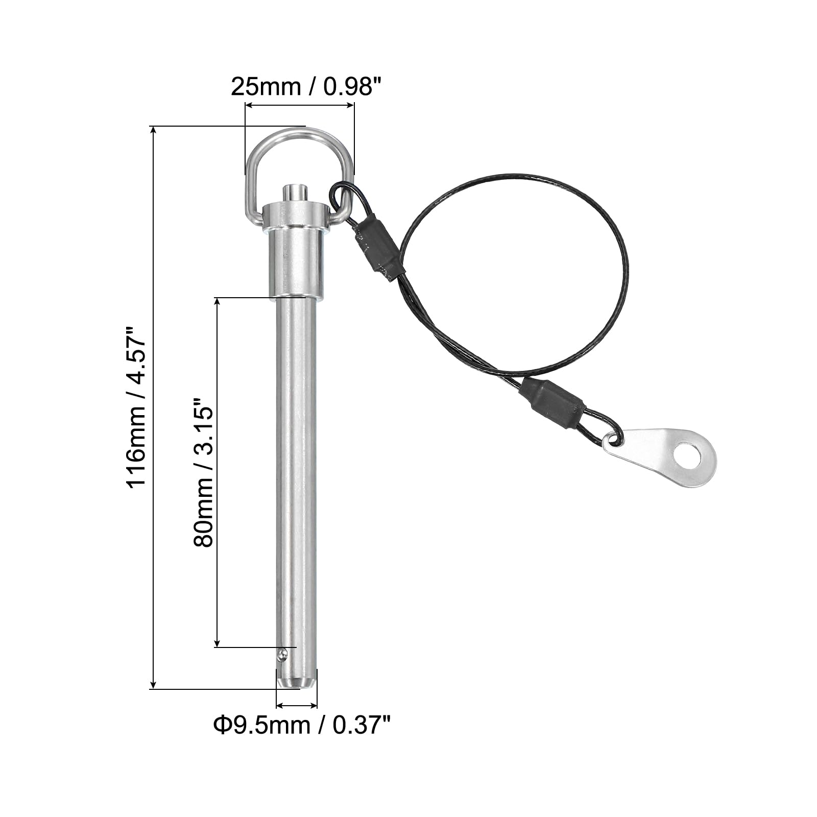 PATIKIL Quick Release Pin 9.5 x 80mm(3/8" x 3.15") - Image 2