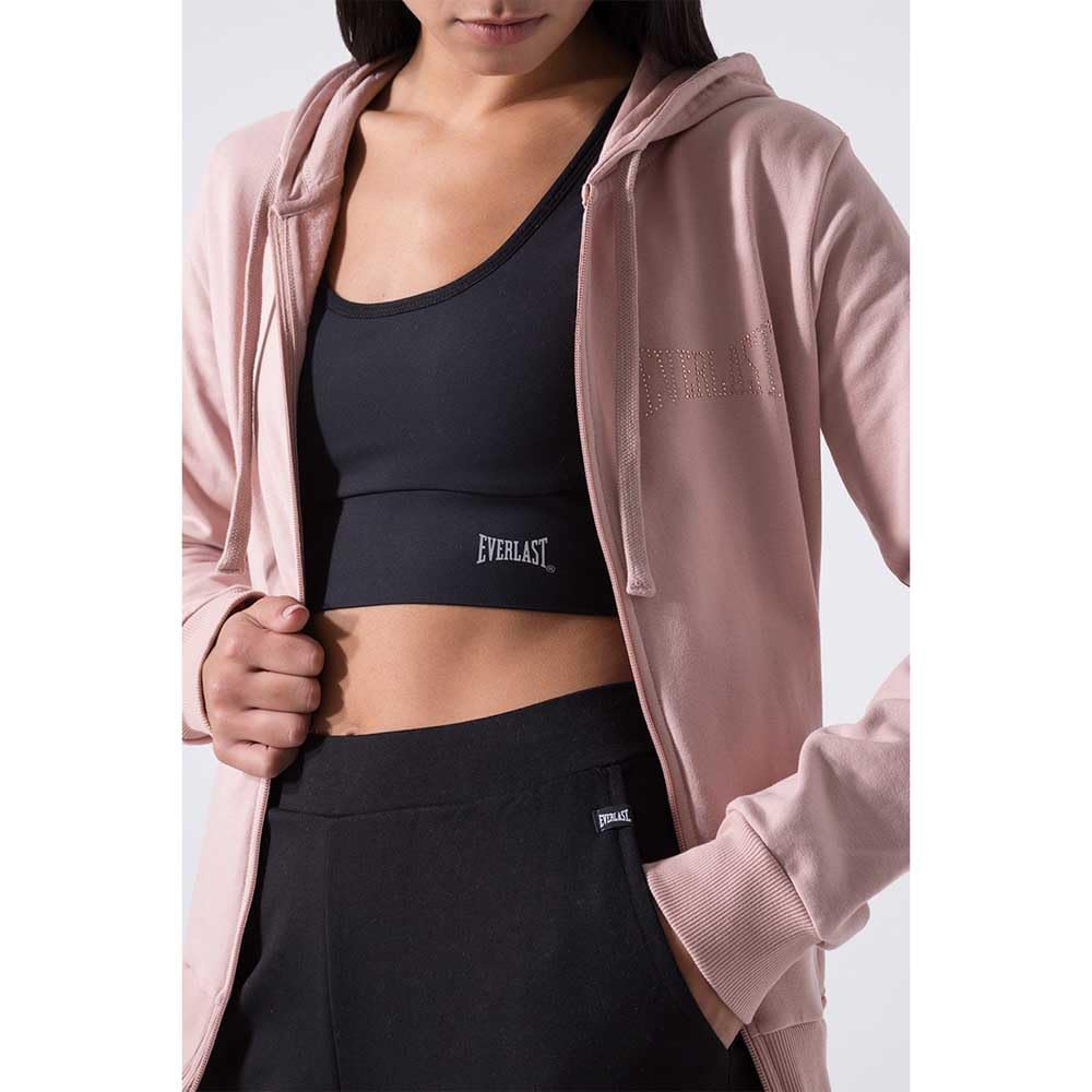 Everlast tuta da ginnastica per donna completo sportivo in cotone felpato set per sport e tempo libero o palestra (IT, Testo, S, Regular, Regular, Rosa/Nero cappuccio)