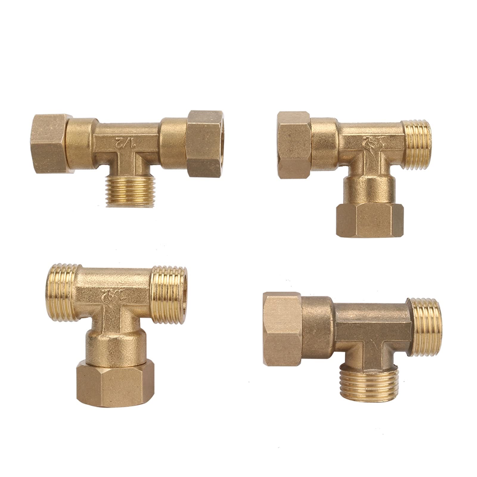 Garden Plumbing 1/2 Inch, Male/Female Threaded Tee Joints, Tee Joints for Garden Irrigation, Pipe Connections, Plumbing Fittings (Color : Gold)