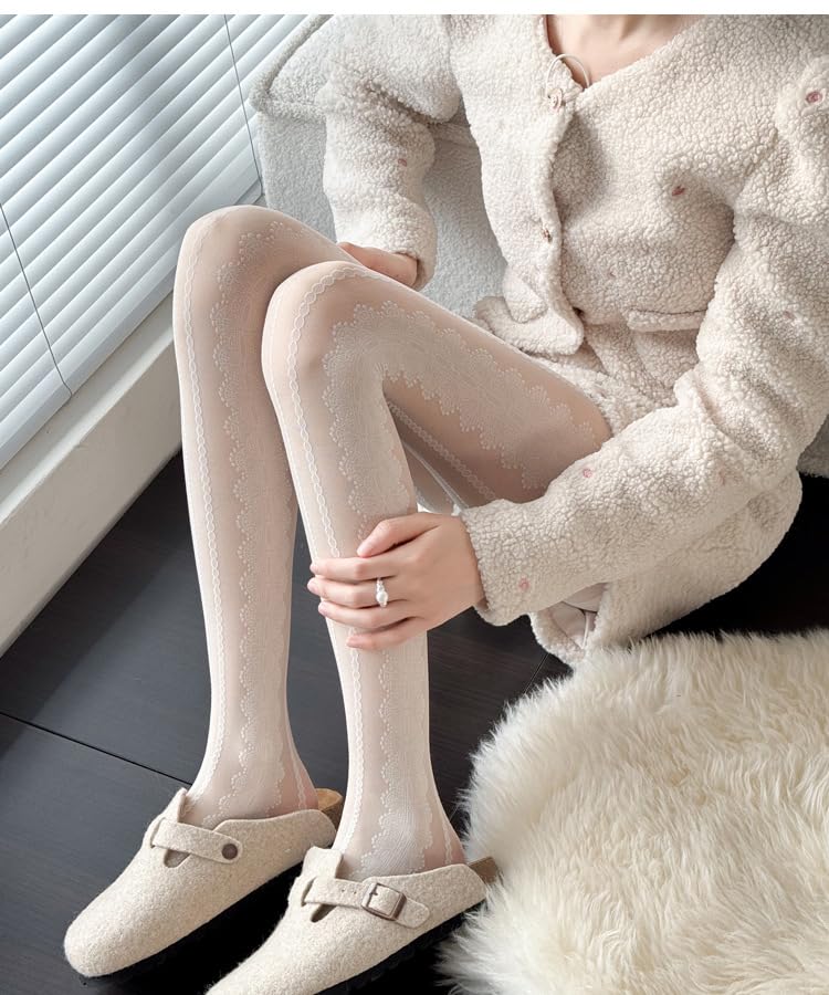 Image of Benefeet Sox Womens Sheer Tights Girls Floral Patterned Sheer Nylon Pantyhose Stockings Silky Party Lolita Tights Gifts
