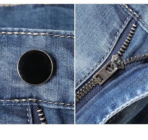 Men's Regular Fit Blue Jeans Classic Thin Straight Loose Stretch Comfort Denim Pants4