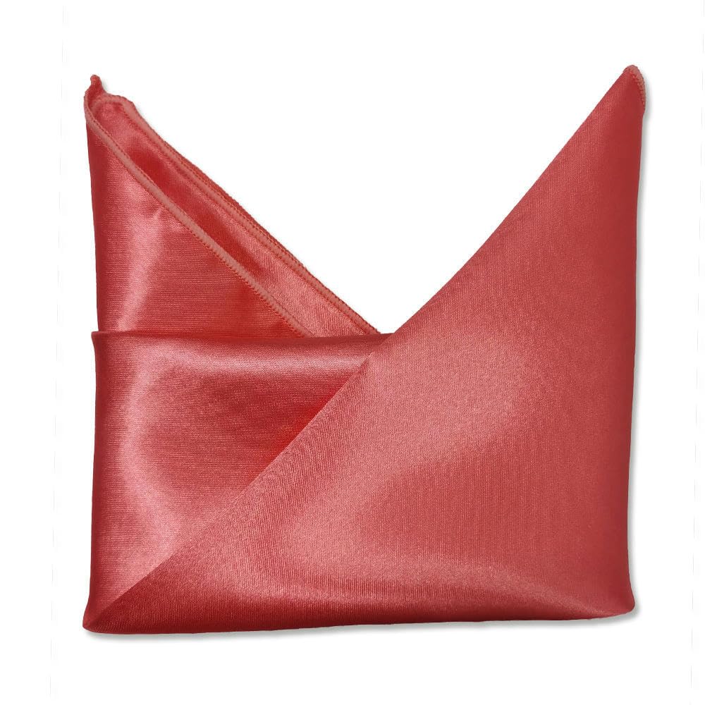 Silky Satin Cloth Napkins, Satin Square Table Napkins Reusable For Wedding Home(Coral,42 * 42cm 12PC)