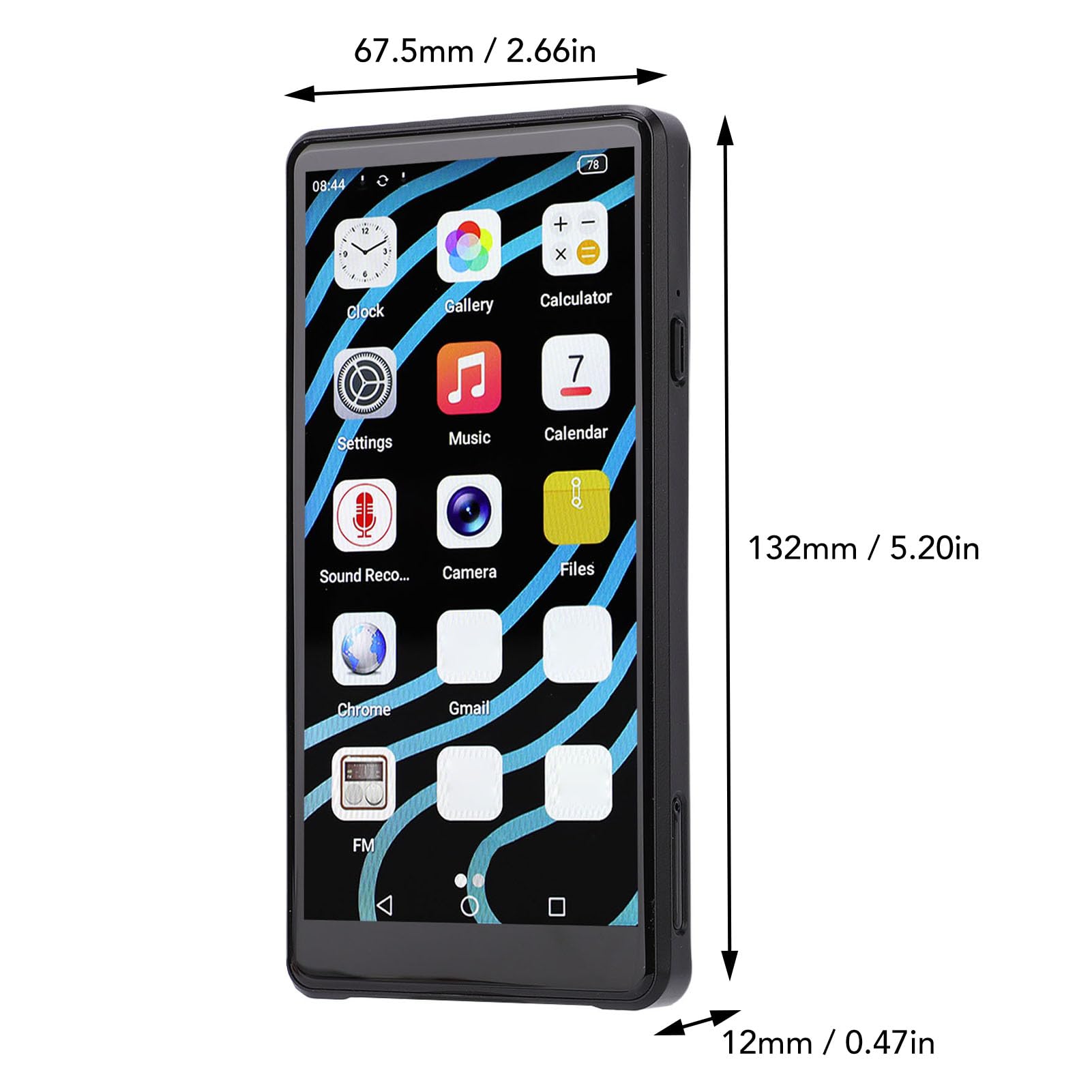 VBESTLIFE Reproductor de MP3 de 64 GB con Bluetooth y WiFi, Reproductor de Música con Pantalla Táctil HD de 4,99 Pulgadas 1080P Reproductor de MP4 MP3 para Niños con, para