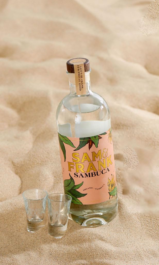 BORNHOLM SPIRITS „Sam & Frank Sambuca“, Anis-Spirituose aus Dänemark, Überraschungsetikett, 0,7 L, 40% Vol.