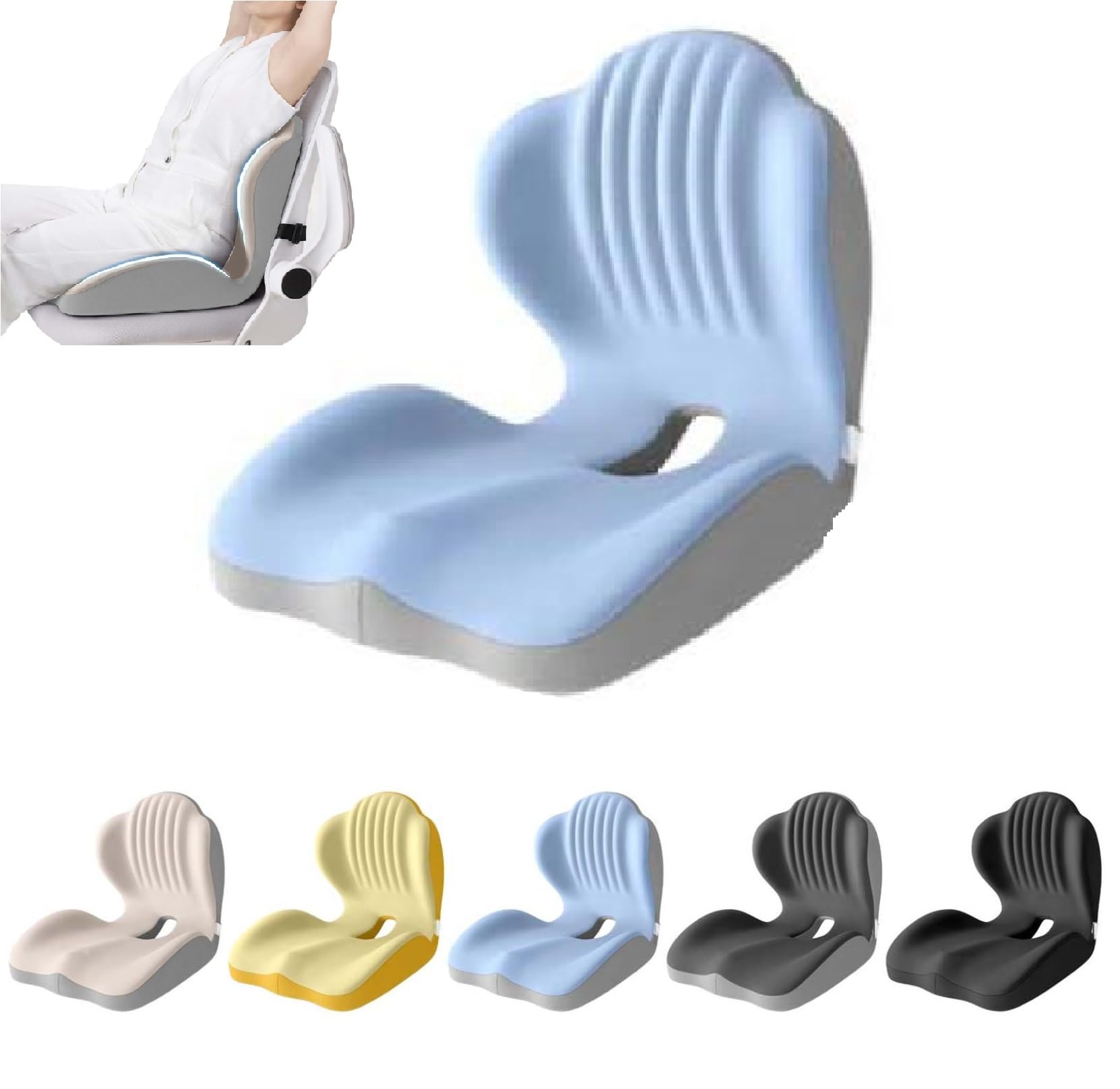 Cojín de espuma viscoelástica en forma de L con soporte lumbar, cojín ergonómico para silla de oficina y coche para mayor comodidad, ideal para el hogar, silla de ruedas y oficina