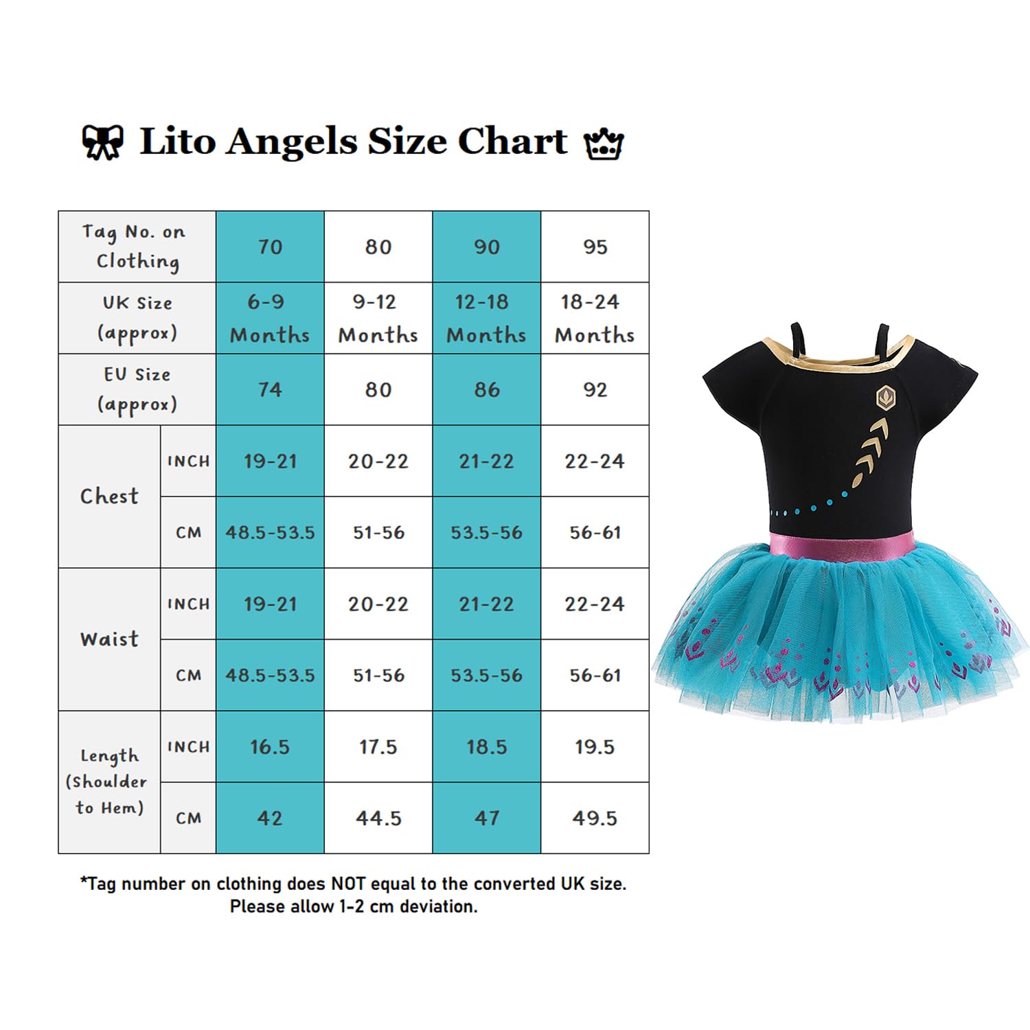 Lito Angels Baby Girls Princess Fancy Dress Up Costume Infant Bodysuit Romper with Bow Headband Age 9-12 Months, Black 342 - Image 3