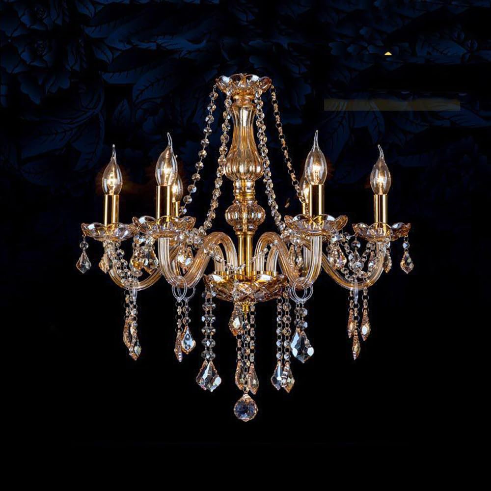 Lustres en cristal pour salle à manger et salon chaleureux avec pampilles vintage