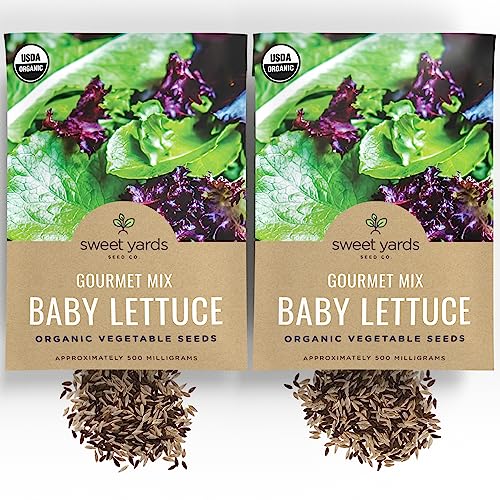 Baby Leaf Lettuce Seeds (Colorful Spring Mix) - 2 Seed Packets! - Over 1000 Open Pollinated Non-Gmo Usda Organic Seeds #TOP3