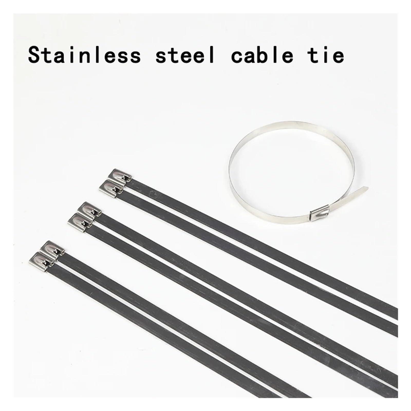 100 Pezzi Fascette in Acciaio Inox 304 da 4,6 mm, Resistenza Elevata, Autobloccanti, Multiuso (Ideali per Fissaggio Fasce Termiche per Scarichi)(800mm)