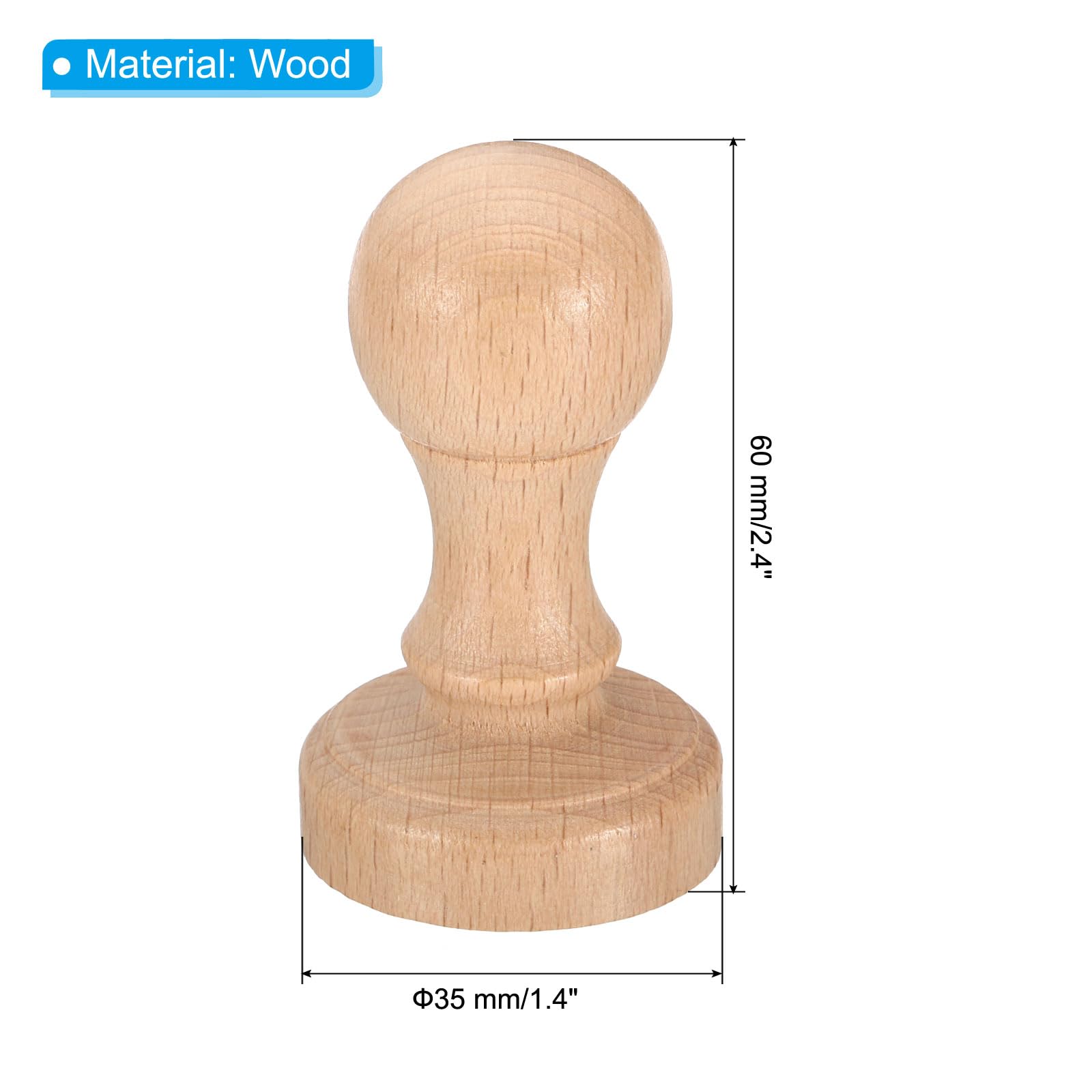 PATIKIL 35mm Stamp Wood Round Handle, 8 Pack Wooden Knobs Stamp Mounts Drawer Pulls for Stamp Making DIY Crafting Scrapbooking Brown - Image 2
