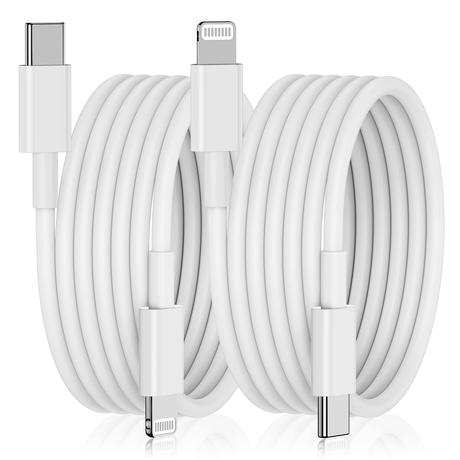 CyvenSmart2Pack USB C to Lightning Cable 2m, [Apple MFi Certified] for iPhone Fast Charger USB-C Power Charging Lead Compatible with 14/14 Pro/13/13 Pro/12/12 Pro/11/X/XS/XR/8/7/iPad, White