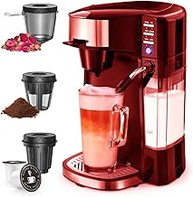 Single Serve Coffee Maker Machine with Thermal Mug for K-Cup Pod & Ground Coffee, 3 Mins Fast Brew Single Cup Coffee Makers Brewer, 6 to 14 Oz Brew Size