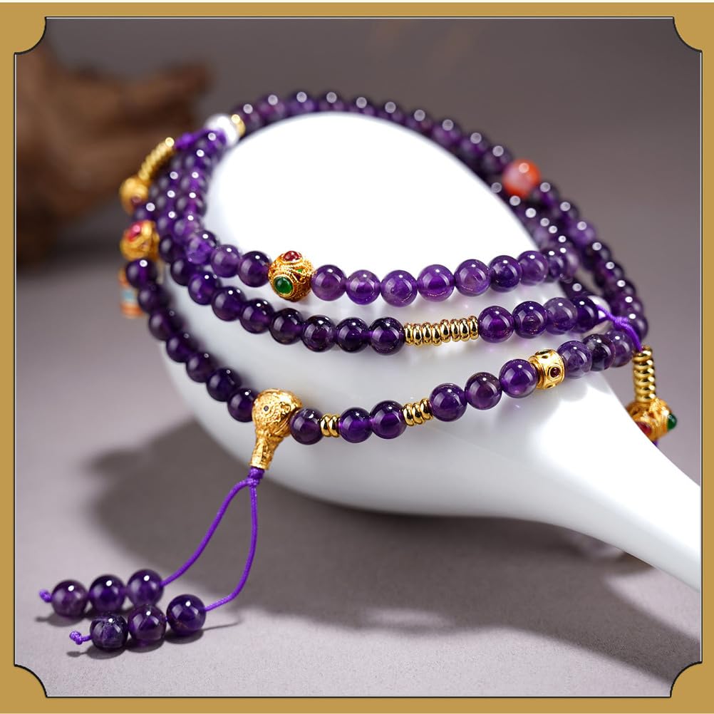 Wandelbare Amethyst-Halskette und Armband – 2-in-1-Schmuck aus natürlichem violettem Kristall mit Verstellbarer Länge für Damen und Herren