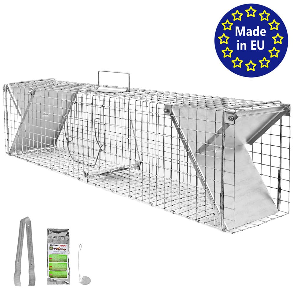 Petigi Gabbia Trappola per Animali Talpa Ratto Mouse Topo Nutria 102 x 20 x 27 cm