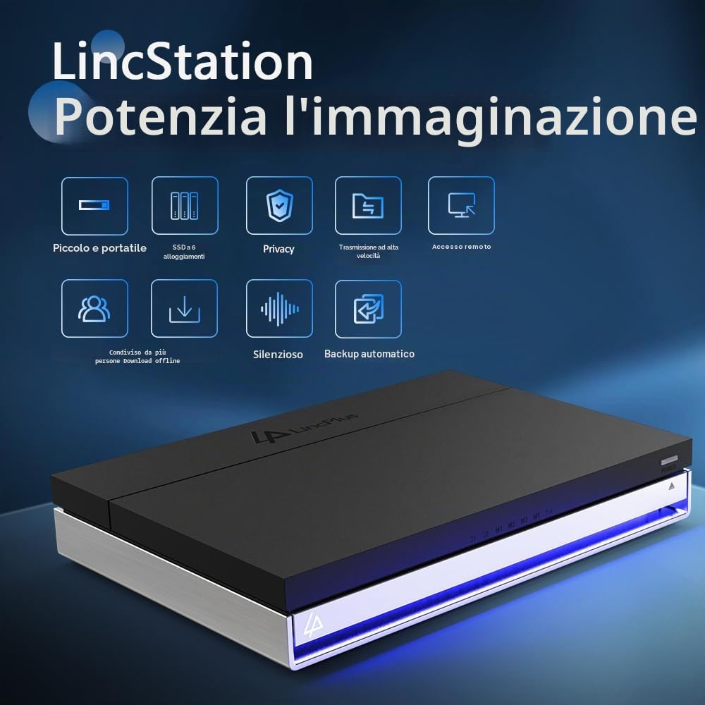 LincStation N1 6 Bay NAS Archiviazione Supporto 6x8TB SSD NAS Network Attached Storage con Licenza di Sistema Unraid Home Server Cloud Storage Device Leggero/Silenzioso/Portatile (Senza Disco) (ND)