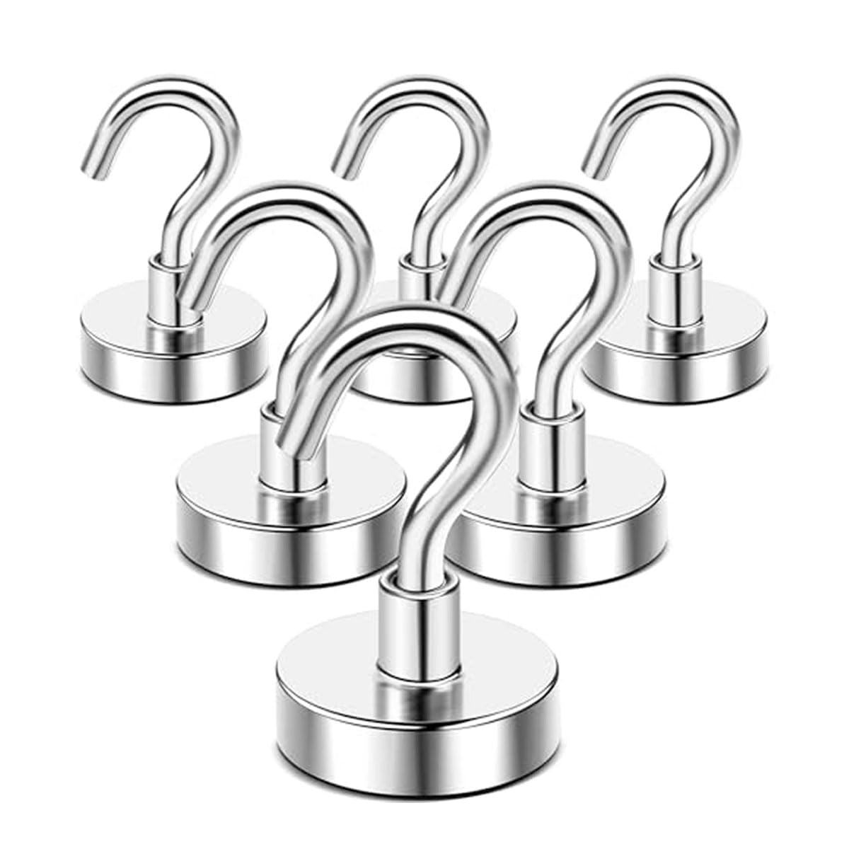 DIYMAG Heavy Duty Magnetic Hooks,170lbs Magnets with Hook Silver 6 Pack