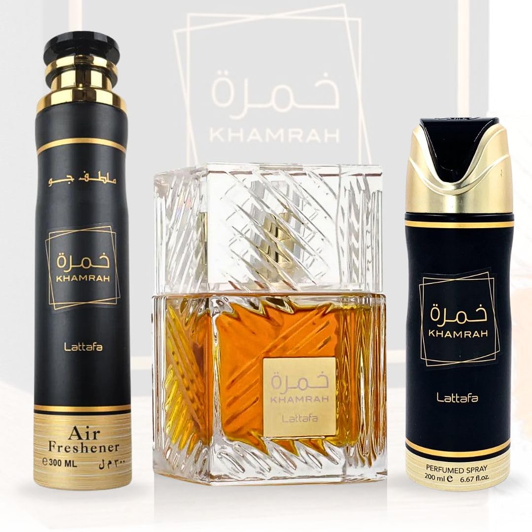 Amazon.com: Lattafa Khamrah Set de regalo EDP - 3.4 fl oz, espray