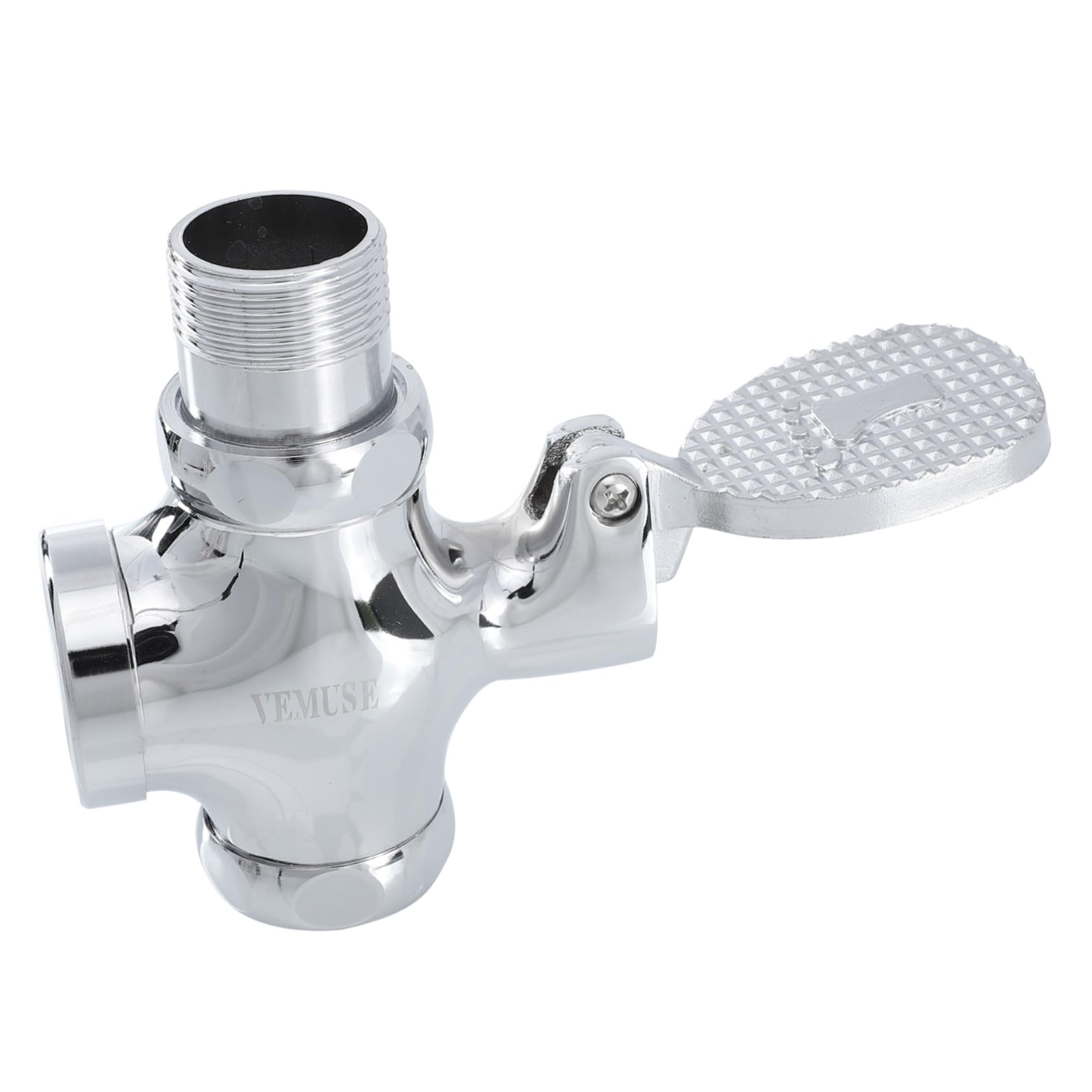 Fußpedal Spülwerkzeug aus Kupfer für Urinal, Badezimmerartikel Silber