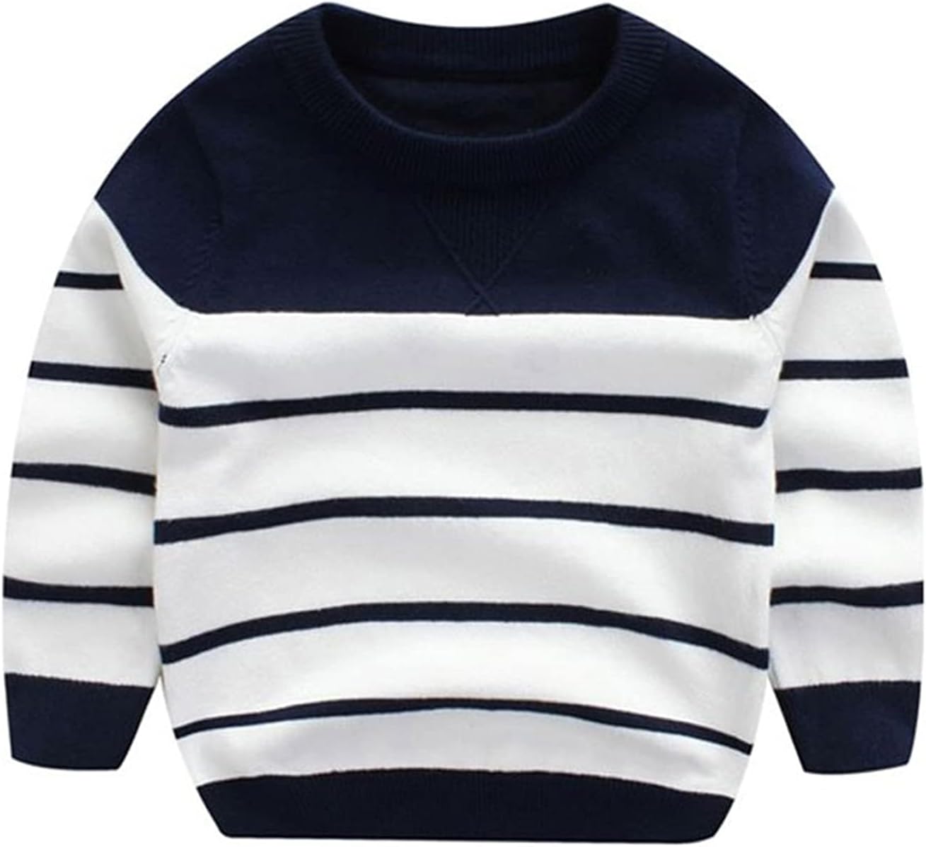 Peecabe Toddler Baby Cable Knit Sweater for Boys Long Sleeve Crewneck Striped Cotton Pullover Sweatshirt Fall Winter 1-5T