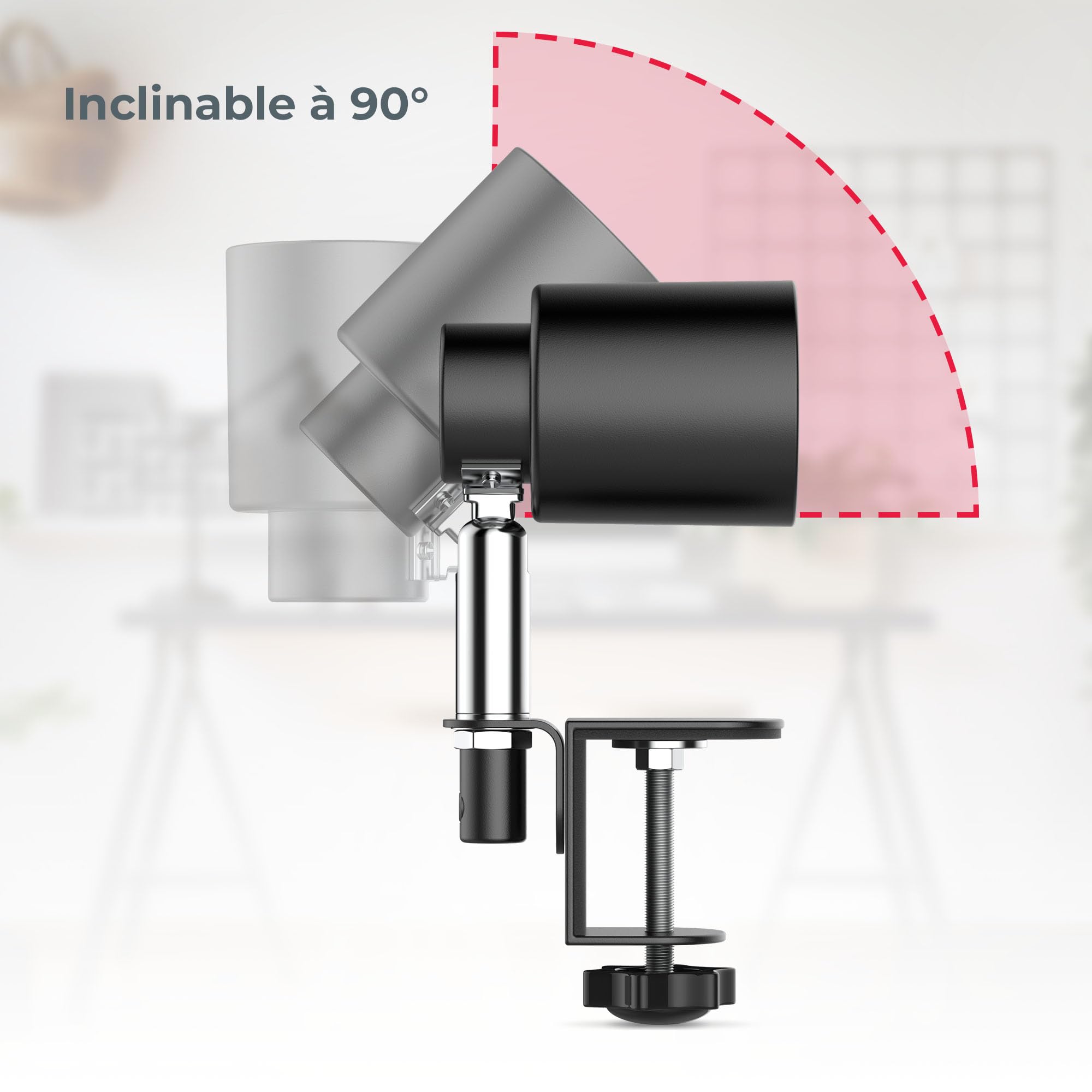 B.K.Licht - Lampe à pince LED - Lampe de table avec ampoule 5W GU10 - Lampe de lecture - noir 14,6 cm