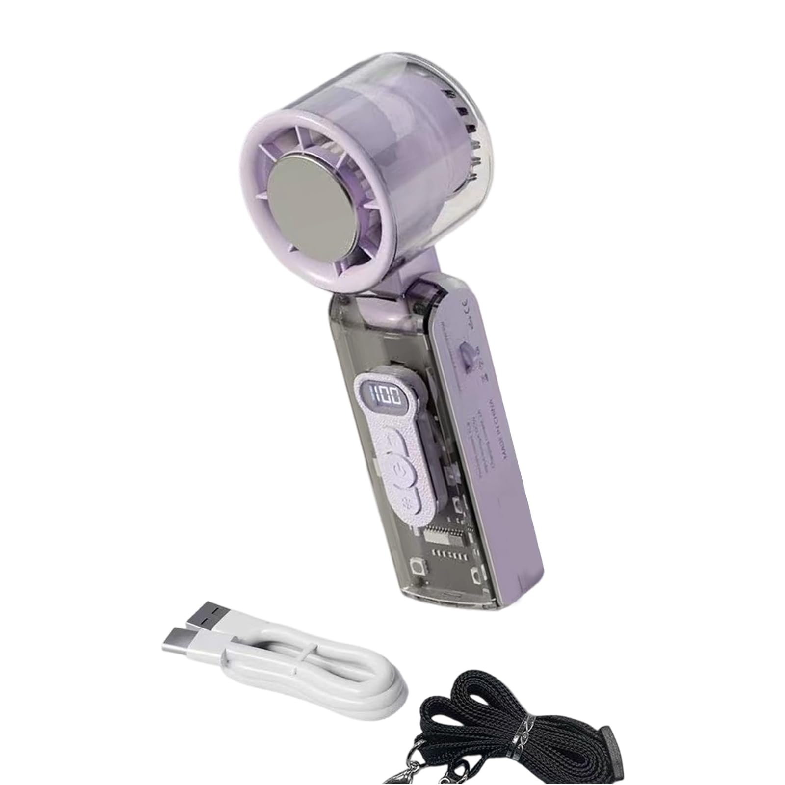 PANGBOER Portable Handheld Digital Fan Rechargeable Powerful Cooling Tool for Outdoor Camping Traveling Outdoor Portable Handheld Digital