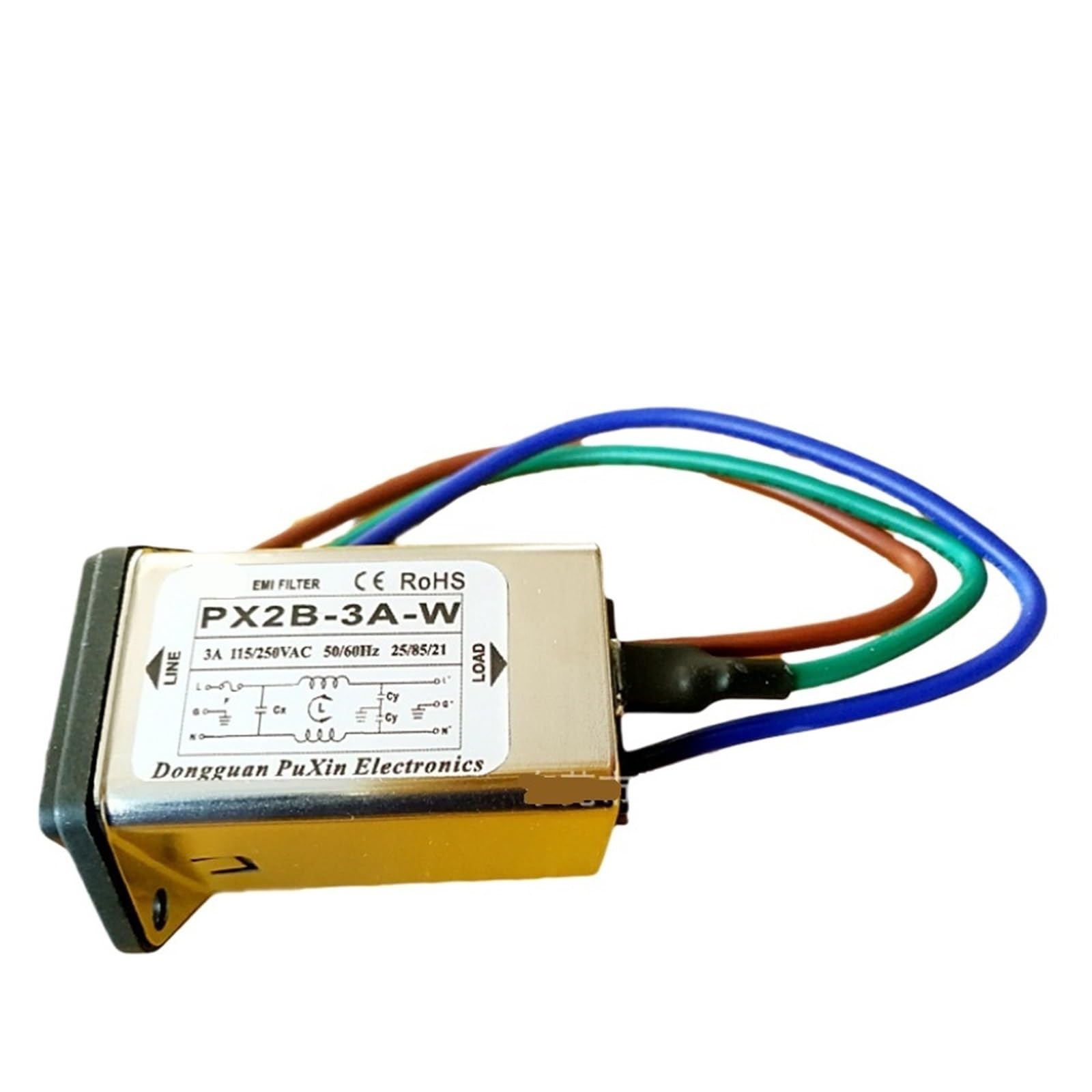 PX2B-3A Filtre de Puissance Prise Fusible Fil Sortie Antiparasite