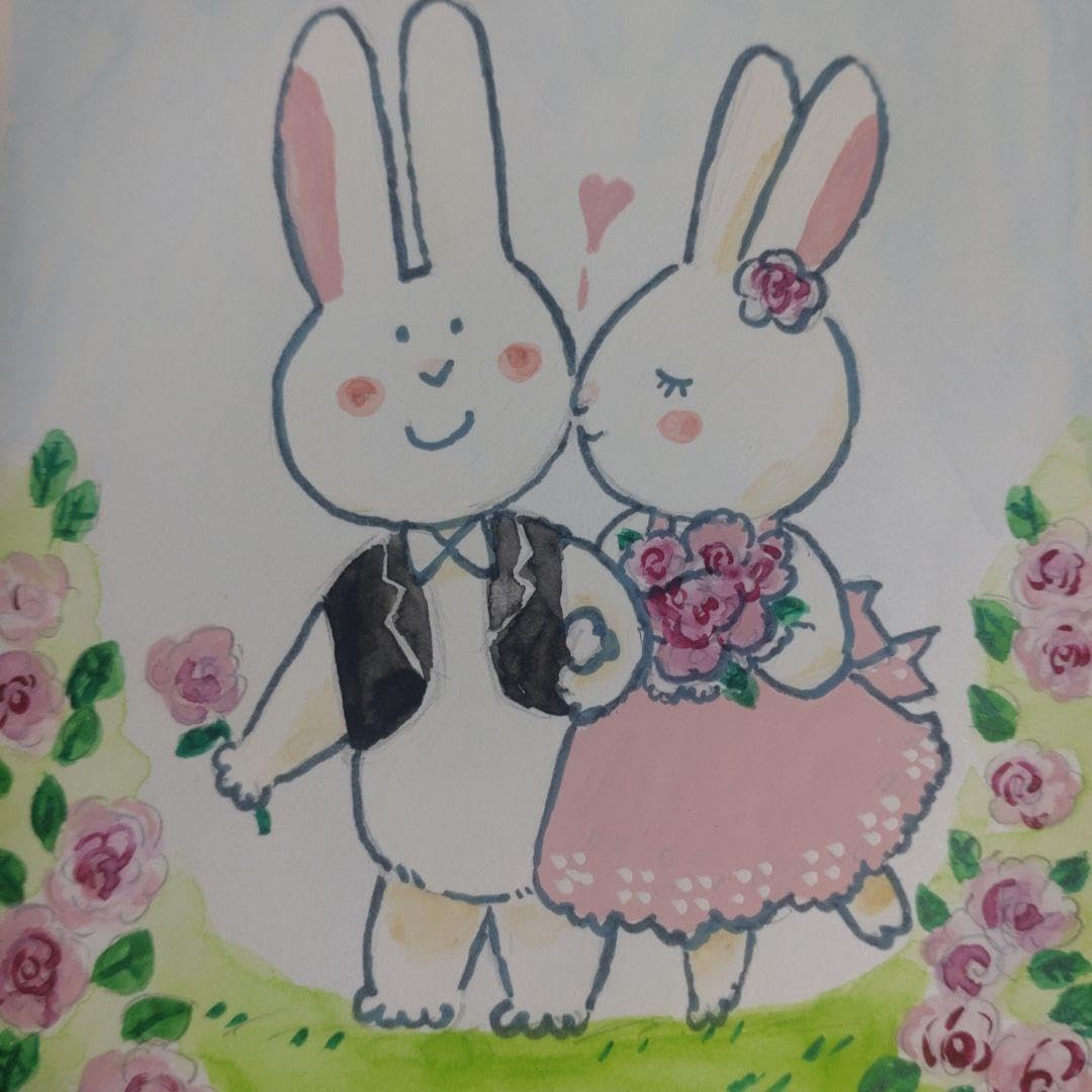 水彩画手描きイラスト　ずっと一緒にうさぎさん Amazon.co.jp: 水彩画手描きイラスト ずっと一緒にうさぎさん : おもちゃ