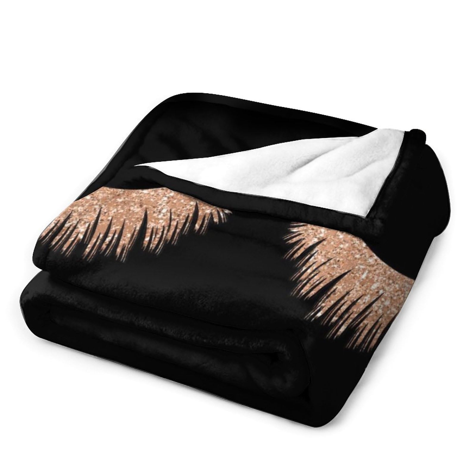 Manta de felpa para maquillaje de pestañas, color negro, elegante, suave y acogedora manta de franela para todas las estaciones para sofá cama, 60 x 80 pulgadas