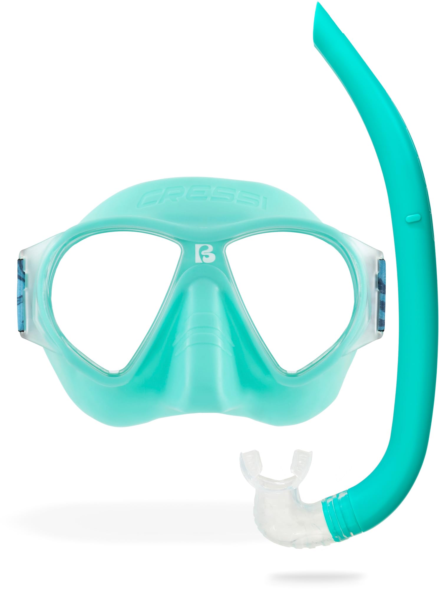 Cressi since 1946 - Nautilus Combo - Force Mask Separate Polycarbonate Lenses + Vibe Snorkel TPR Tube Silicone Mouthpiece Ideal Snorkeling and Surface Swimming - Acquamarine - One Size - Adult