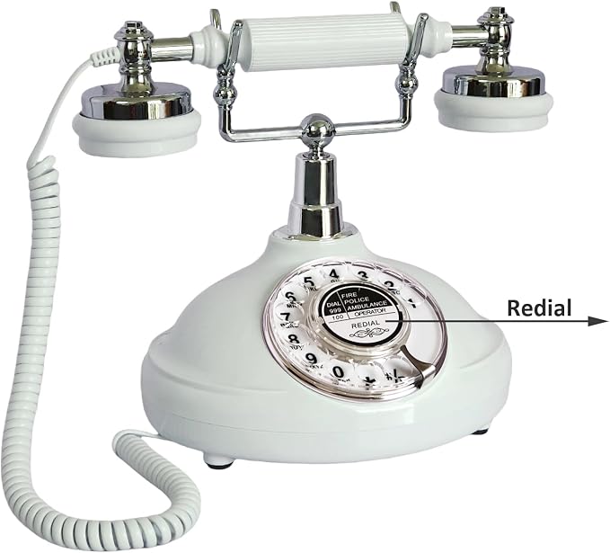 Teléfono Fijo Retro TelPal Blanco clásico con cable miniatura 3