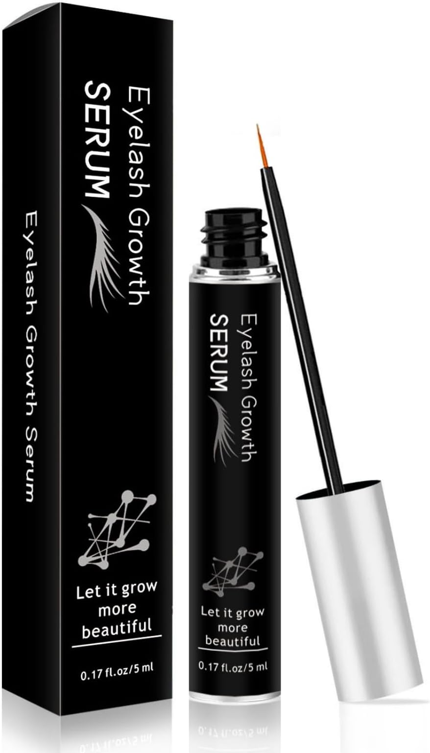 Eyelash Growth Serum, Eyebrow Enhancer, Grow Longer Fuller Thicker Eyelashes and Eyebrows, Lash Boost Serum Lashes & Brows, Skin-Friendly Formula - 5ml