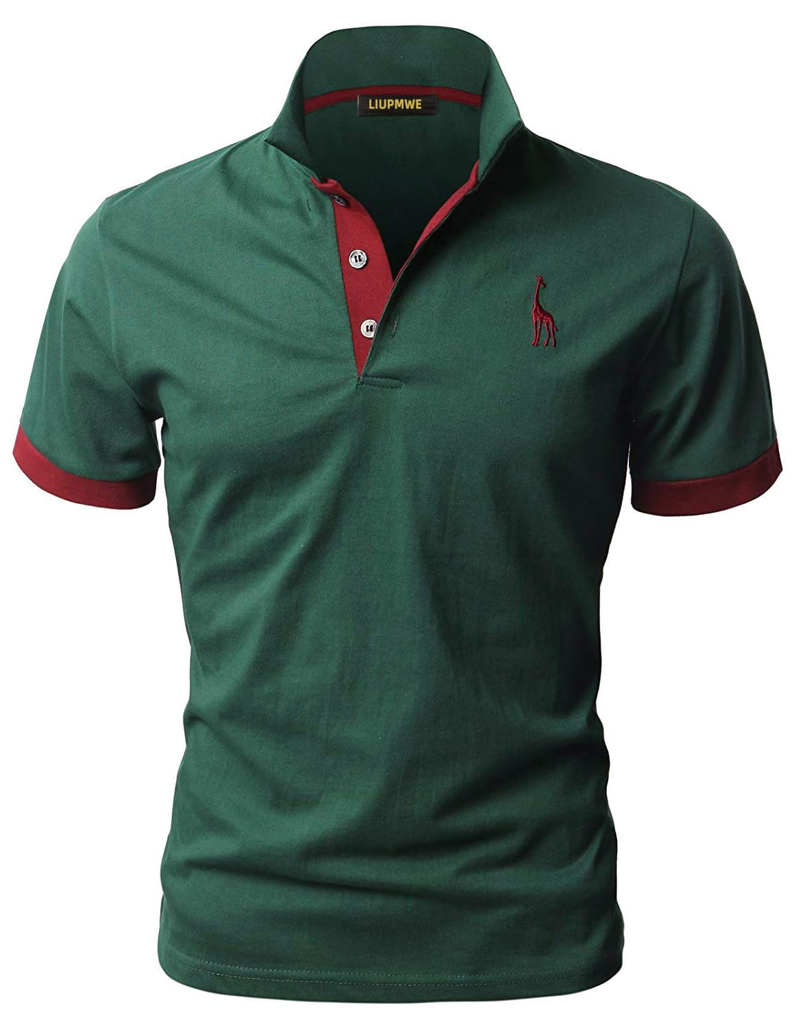 LIUPMWE Poloshirt Herren Kurzarm Baumwolle Einfarbig Basic Golf T-Shirt Giraffe Stickerei Polohemd Sommer