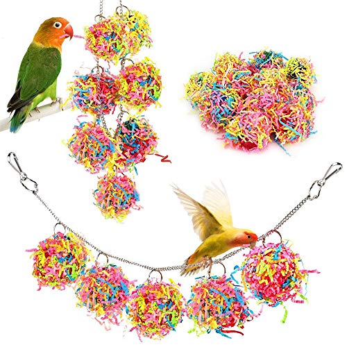 Runtodo Bird Chewing Toys,Bird Parrot Shredder Toy Foraging Hanging Cage Chew Toy Swing with Rings Parrot Foraging… - Afbeelding 3