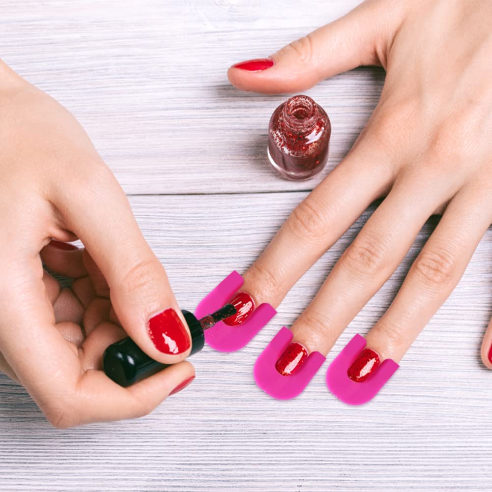52 Pièces Pochoir de Vernis à Ongles, 10 Tailles Nail Polish Pochoir Réutilisable Outils de Protection d'Ongles Avec Sequins, Anti-éclaboussure Manucure Outil Anti Débordeme pour Manucure Nail Art