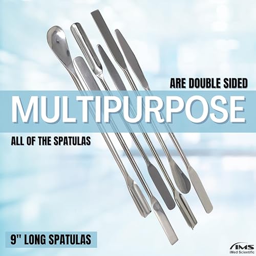 Miniatura 4 de 6 espátulas de laboratorio micro multifunción de acero inoxidable de doble extremo de 9 pulgadas de largo cucharas de cuchara de muestreo utilizadas