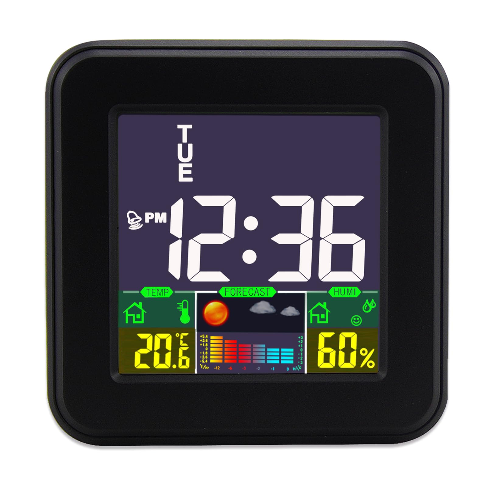 Compact LCD Alarm Clock with Accurate Environment & Easy Touches Operate Digital Bedside Clock for Bedroom Bedside with Temperature Transducer