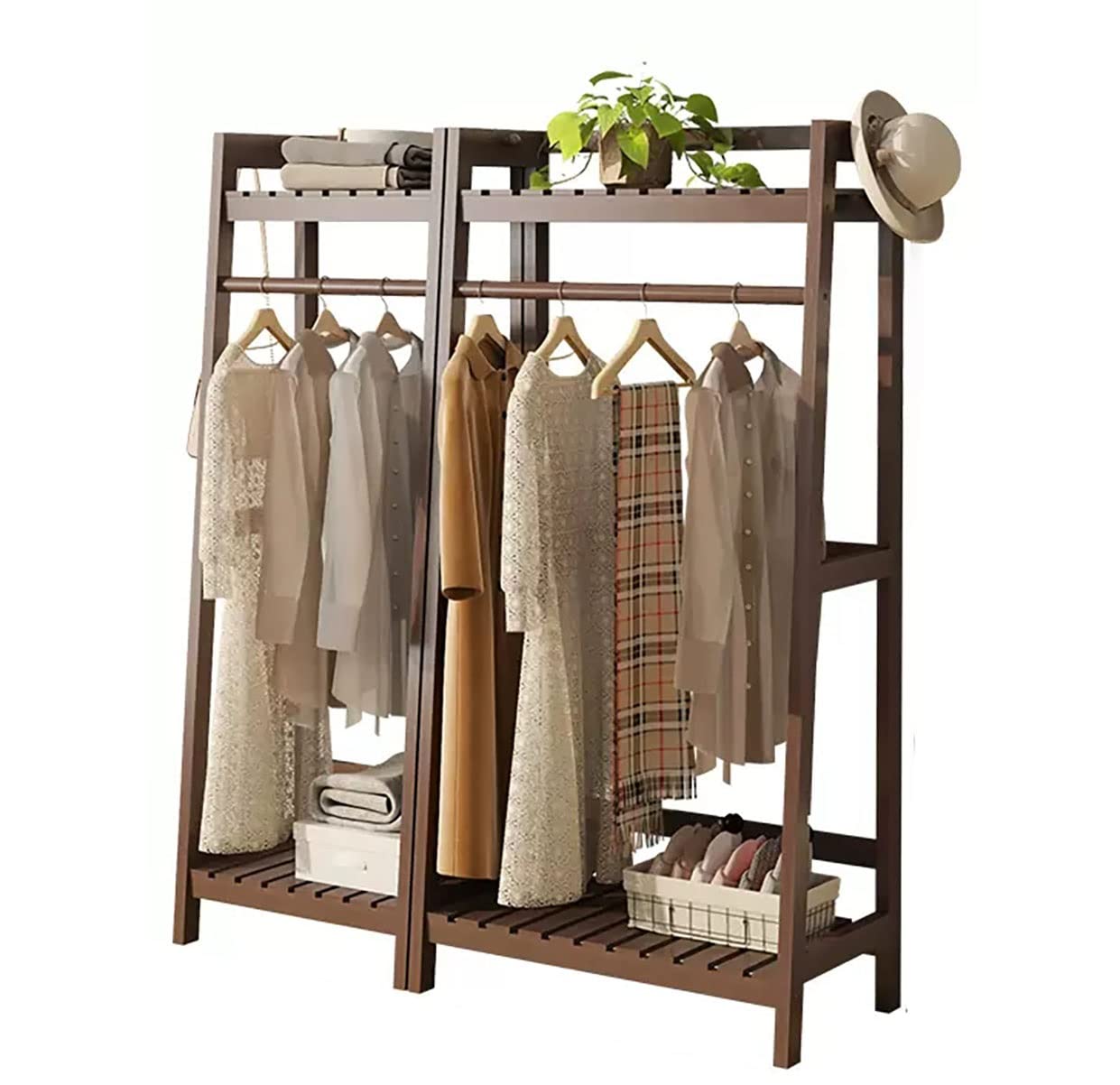 Heavy Duty Clothes Rack Garment Rail Shoe Bench Coat Stand Rack Hanger 2 Clothing Racks For Hanging Clothes