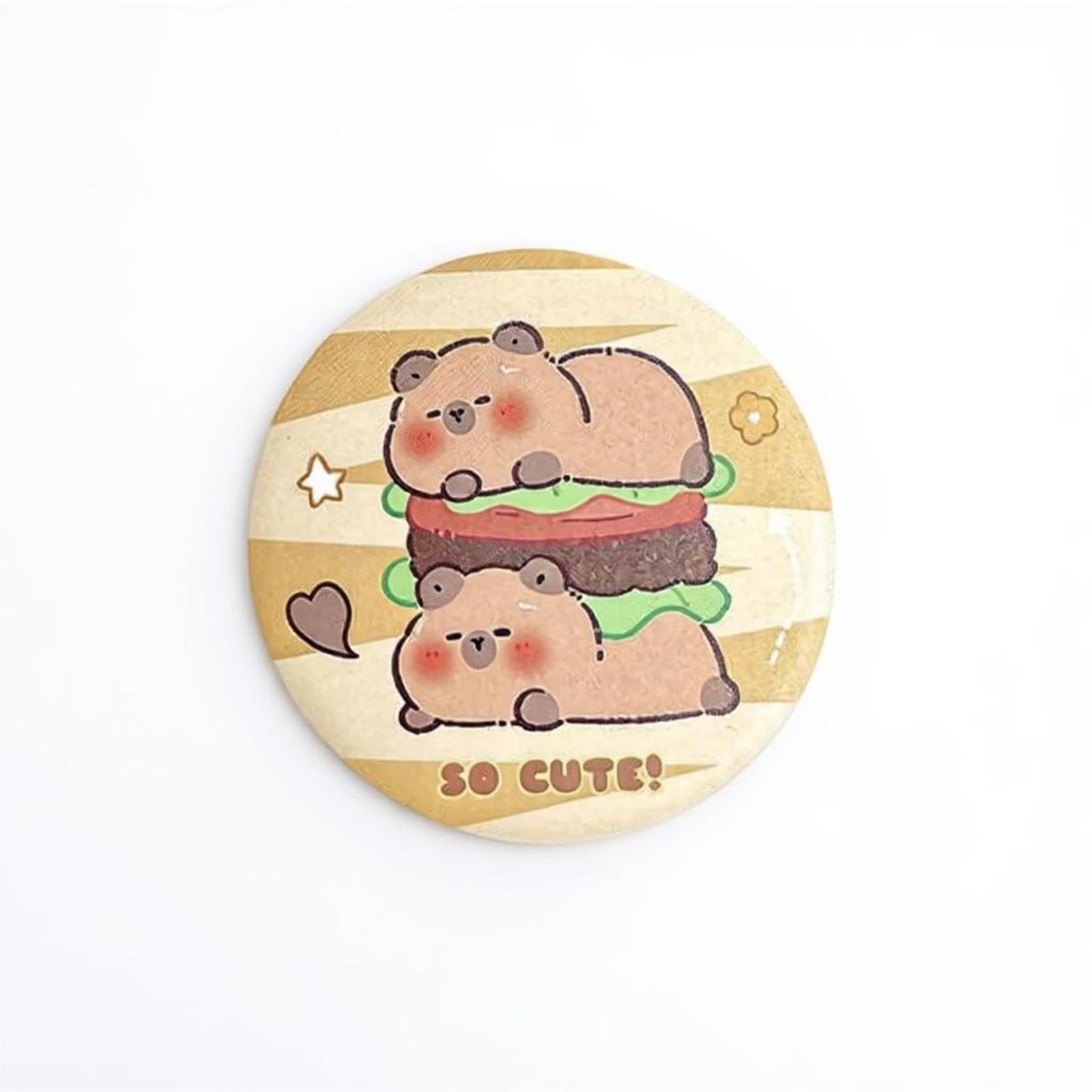 Capybara Pocket Mirror, Cute Round Makeup Mirror, Portable Pocket Vanity Mirror Burger Stack-image-21