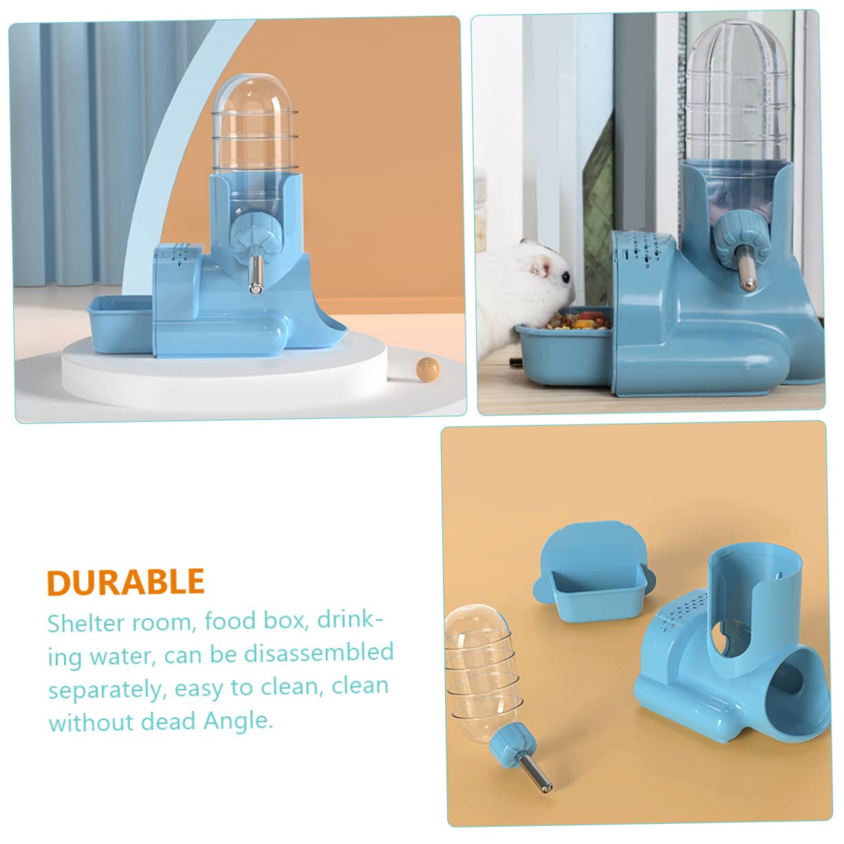 DOITOOL 2piezas Bebedero para Hámster y Roedores Diseño Vertical Antigoteo Multifuncional Botella Transparente Soporte para Agua y Comida para Animales Pequeños Sin Instalación Fácil
