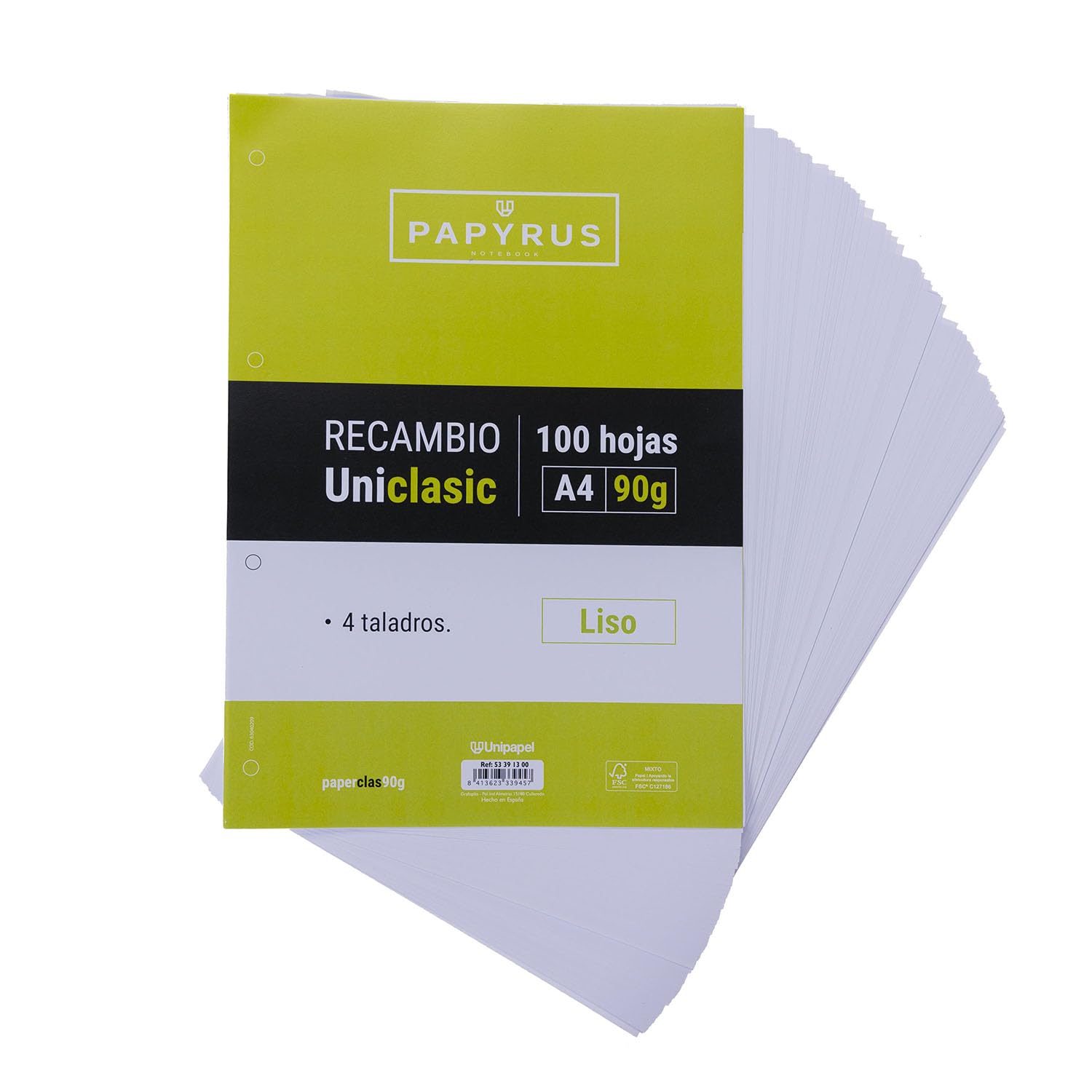 Unipapel A4 Lisci Ricambio 100 Fogli 90 g Carta Certificato FSC Bianco