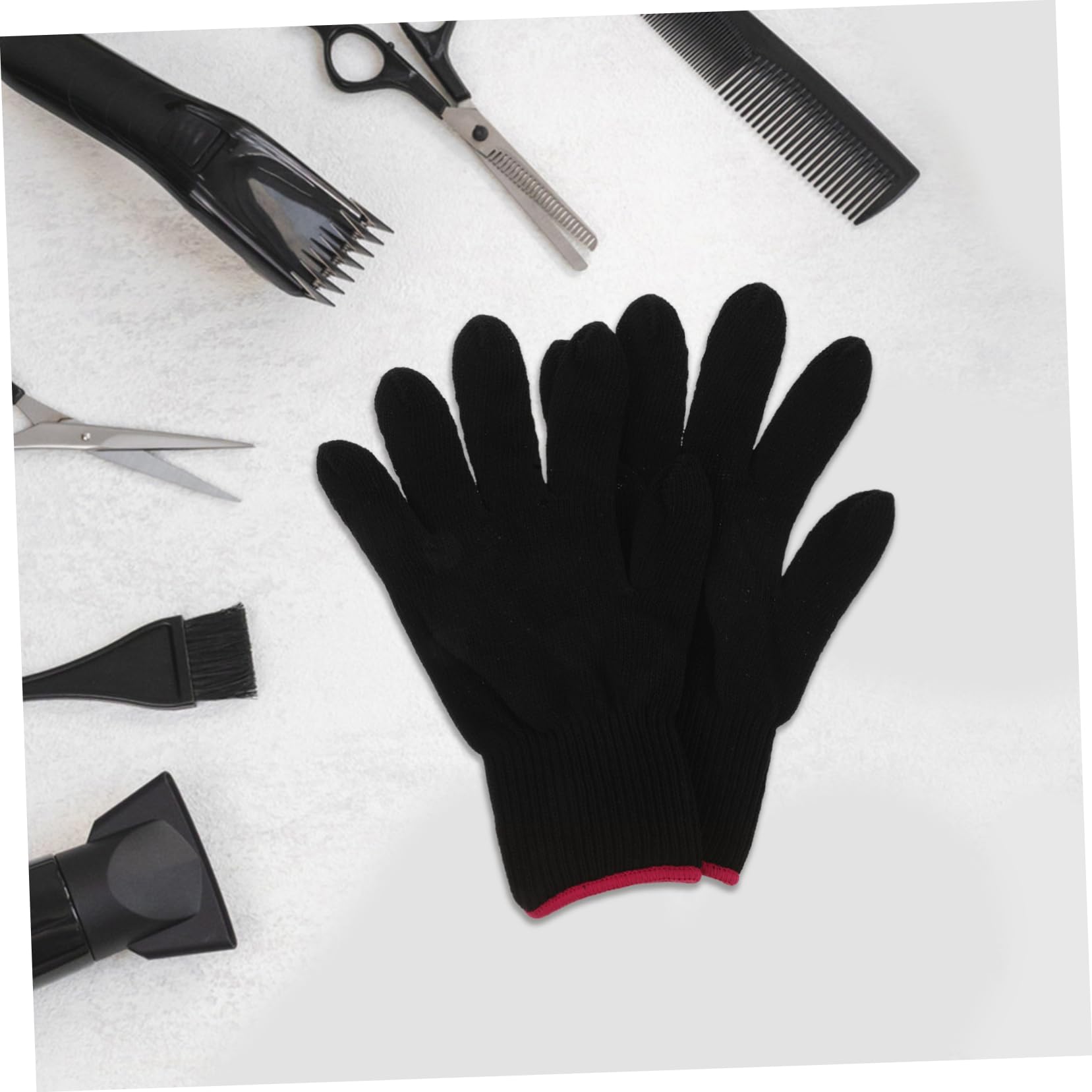 Mikinona Curling Iron Hair Straightener Heated Hair Rollers Curling Wand Hair Straightner Styling Heat Glove Hair Heat Protection Glove Heat Blocking Mitts Ironing Glove Black Knitting