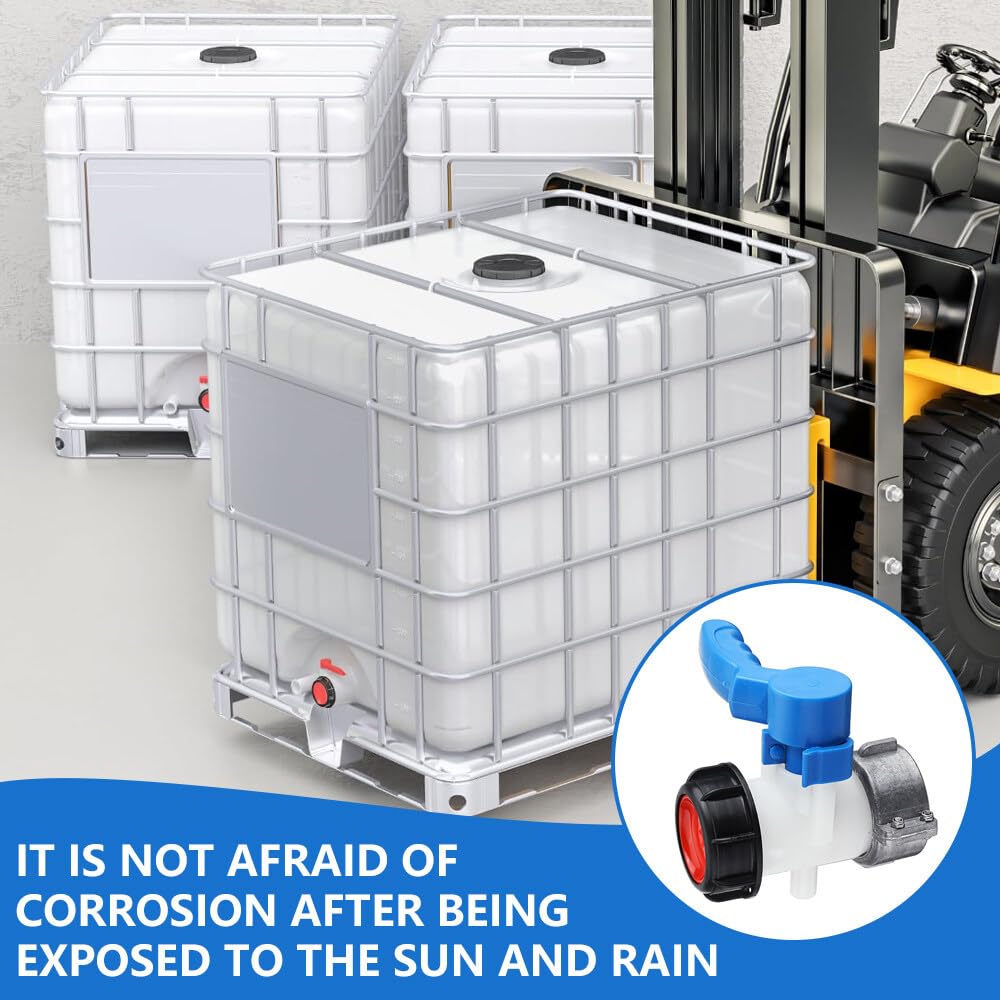 Vanne Cuve 1000l Plastique, Vanne Papillon Adaptateur pour réservoir IBC DN40 (62 mm), Robinet Cuve IBC Adaptateur Universel pour Robinet de Vidange, Citerne de Pluie, Bidon