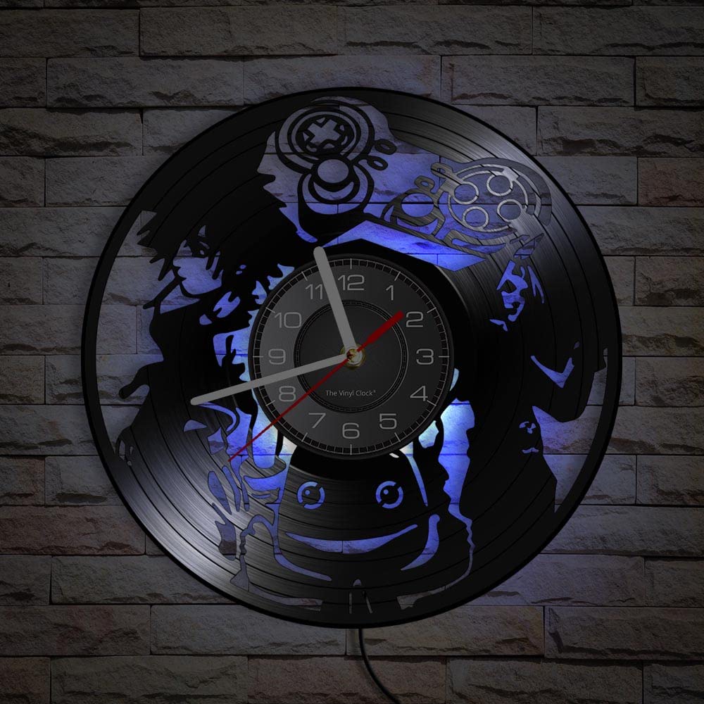 Smotly Vinyl wall clock with seven color night light atmosphere clock, game character design, wall clock gift for anime enthusiasts