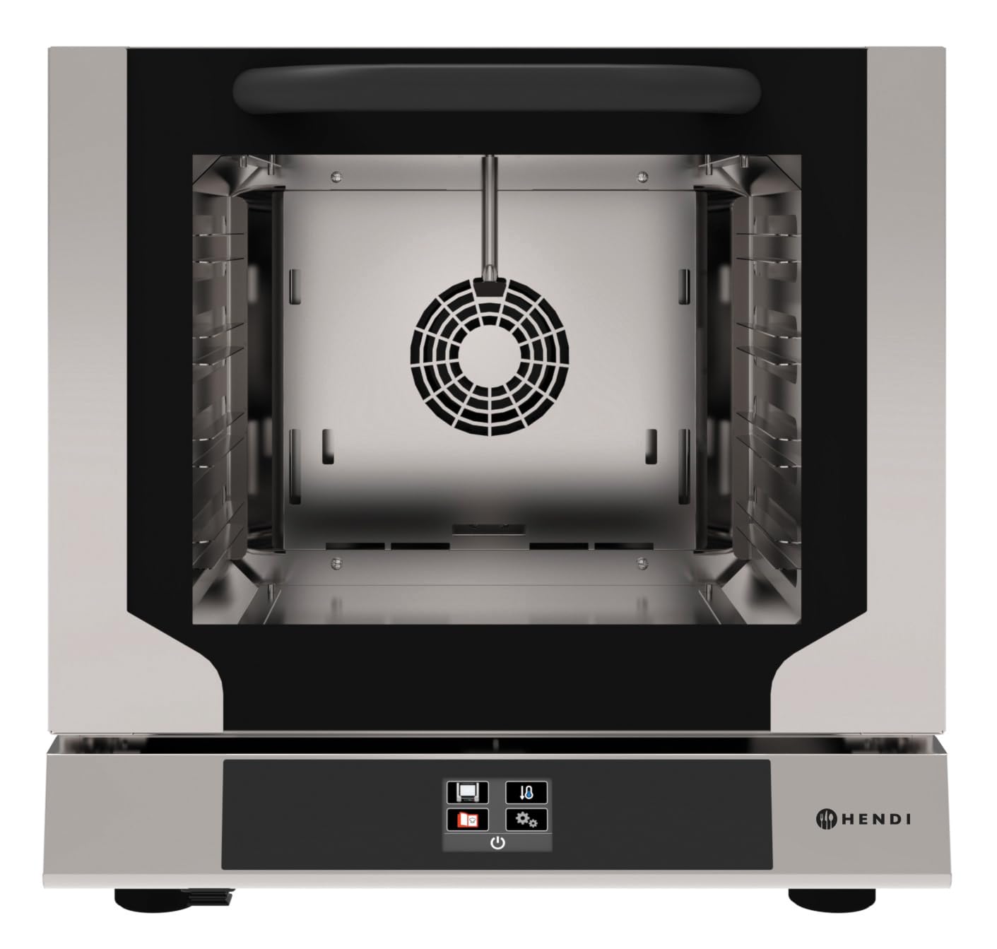 HENDI Kombidämpfer, Compact Touch, mit 4x Backbleche, mit 1 reversibler Lüfter, 99 programmierbaren Einstellungen, Heißluft- mit Dampf-Backofen, Dampfgarer, 230V/3300W, 590x709x(H)589mm, Edelstahl
